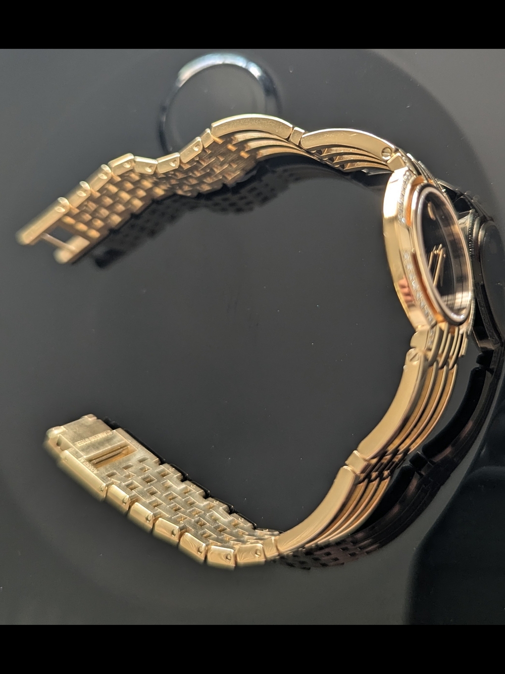 Movado Watch Women’s Gold Black Dial Diamond Bracelet $2795 - Picture 8 of 16